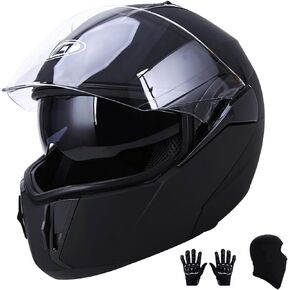OUMURS Adult Modular Motorcycle Full Face Helmet, DOT Approved Dual Visor Flip up Modular Motorcycle Helmet for Unisex Adult, Motorbike Street Bike ATV Helmet