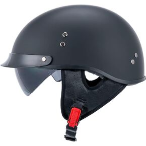 Myamis Half Helmet Motorcycle Men Women Adult Dot Certified Fiberglass Half Shell Vintage Helmet with Visor White Black Designed Graphics MH03
