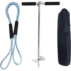 YANYUCB Sand Anchor Kit 316 Stainless Steel Boat Screw Anchor Auger to The Beach and Sandbar, w/Removable Handle, Bungee Line & Carry Bag, for Jet Ski,PWC,Floats,Pontoon