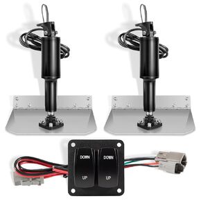 15101-104 9" x 12" Standard Trim Tab Kit 12V with Double Rocker Switch for Boat Size 16ft to 25ft