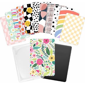 E-reader Cardstock Paper Inserts for Clear Case | 12 pk 4.88 x 6.73" inches Paper White 11th Generation 6.8" Screen Compatible Put Behind Case Colorful Floral Designs Change Out