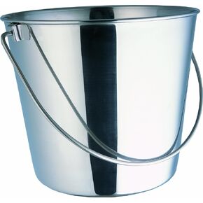 Indipets Heavy Duty Stainless Steel Pail - 13 Quart - Durable Dog Food and Water Storage