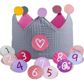 Letazivva Muslin Birthday Crown Hat with Numbers, Crown Birthday Boys Girls | Children's Party Hats, Party Decorations