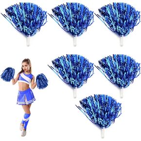 OUKENS Cheerleading Poms, 7 Colors 6pcs Cheerleading Pom Poms Party Dance Accessory Sports Pompoms Cheer