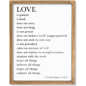 Farmlyn Creek Christian Religious Scripture Wall Art Decor, 1 Corinthians 13 4-7, Rustic Style Home Decorations (11.75 x 15 In)