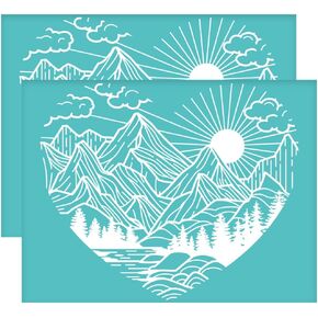 OLYCRAFT 2Pcs 11x8.6 Inch Music Self-Adhesive Silk Screen Printing Stencil Tape Notes Guitar Silk Screen Stencil Music Theme Reusable Mesh Stencils Transfer for DIY T-Shirt Fabric Painting
