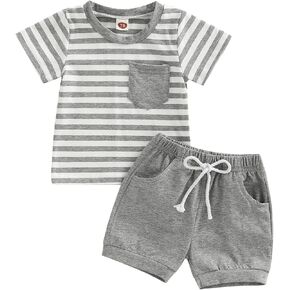 Karwuiio Toddler Newborn Boy Girl Summer Clothes Cute Print Short Sleeve T-Shirt with Shorts 2Pcs Baby Outfit