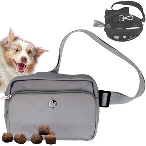 Puppington 3-in-1 Crossbody Bag & Dog Treat Pouch for Pet Training - Matching Poop Bags & Built-In Poop Bag Dispenser - Zippered Pockets - Dog Walking Bag for Office to Off-Leash (Onyx Black)
