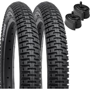 YUNSCM 16" Bike Tires 16x2.125/57-305 and16 Bike Tubes Schrader Valve with 2 Rim Strips Compatible with 16x1.75 16x1.95 16x2.0 16x2.10 16 x 2.125 16x2.25 Bike Bicycle Tires and Tubes (Y-1110)
