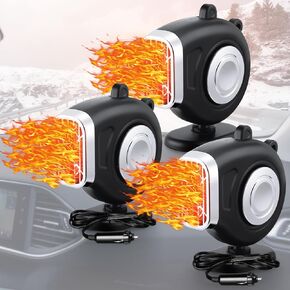 Tujoe 3 Pcs 12V 150W Car Heater That Plugs into Cigarette Lighter 2 in 1 Portable Car Heater and Defroster 12V Space Heater for Car Black Car Warmer for Winter Window Defroster for Cars, SUV Supplies in Kuwait