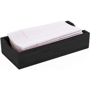 Restaurantware 9.5 x 4.25 x 2 Inch Flat Napkin Holder 1 Rectangle Wooden Napkin Holder - For Kitchen Tables or Countertops Sturdy Black Bamboo Kitchen Napkin Holder Dining Room Decor