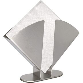 Niciksty Stainless Steel Napkin Holder, Silver Napkin Holder for Tables, Modern Serviette Holder for Kitchen Countertops, Dining Table, Picnic Table, Indoor & Outdoor Use
