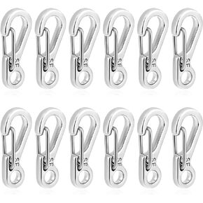 12 Pcs Tiny Carabiner Clip Metal Small Spring Snap Hooks, 1 inch Key Chain Clip Hooks Metal Swivel Clasps Lanyard Snap Hook Carabiners for Backpack Keychains Accessories(Silver)
