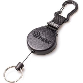KEY-BAK 0488-603 SECURIT XD Retractable Key Holder, 28" Kevlar Cord, 20 oz. Retraction, Durable Polycarbonate Case, Zinc Alloy Carabiner, Split Ring, Black