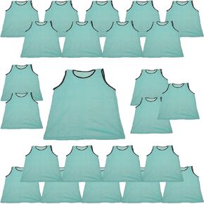 BlueDot Trading Youth Sports Pinnie Scrimmage Training Vest in Nylon Mesh for All Kinds of Sports Soccer, Football, Basketball, Lacrosse, Soccer, Sky Blue, 24 Pack