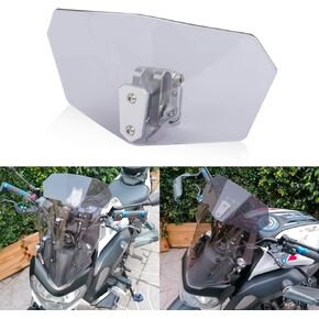 Universal Motorcycle Windshield Extension Adjustable Spoiler Windscreen Extender for Kawasaki Suzuki Buell Ducati(Light grey)