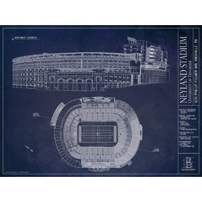 Neyland Stadium - University of Tennessee - Blueprint Style Print