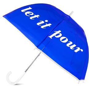 Kate Spade New York Clear Blue Umbrella for Rain, Large Bubble Umbrella for Adults, Let it Pour