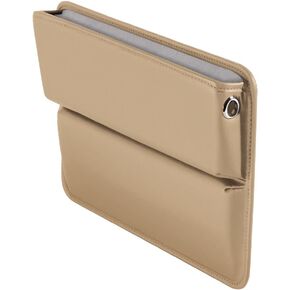 LEIWOOR Car Seat Gap Filler Organizer，Multifunctional PU Leather Console Side Pocket Organizer for Cellphones,Cards,Wallets,Keys (Beige)