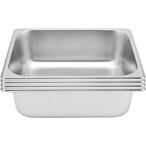 JAPCHET 4 Pack Stainless Steel Steam Pan 1/2 Size, Anti-Jam Steam Table Pan, Hotel Pans Half Size Restaurant Buffet Trays for Catering, 4 Inch Deep