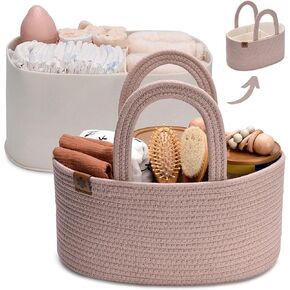Zaakash Pink Baby Diaper Caddy Organizer, Diaper Organizer for Changing Table Organizer, Baby Organizer for Nursery, Car Diaper Caddy Basket, Baby Caddy Organizer, Baby Gift Basket in Saudi Arabia