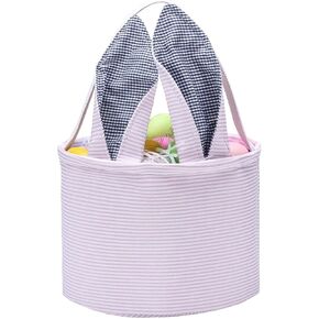 Easter Baskets for Boys,Bunny Easter Basket,Easter Egg Hunting Basket,Easter Buckets for Kids Boys Girls,Bunny Rabbit Easter Tote Bags for Easter Decorations Candy Gifts Toy Storage