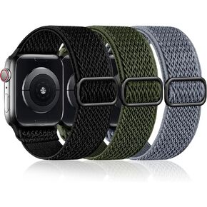 Maledan Braided Stretchy Solo Loop Compatible with Apple Watch Bands 44mm 45mm 40mm 38mm 41mm 42mm 49mm Women Men, Soft Nylon Elastic Strap Wristbands for iWatch Ultra 2 Series 9 8 7 6 5 4 3 2 1 SE