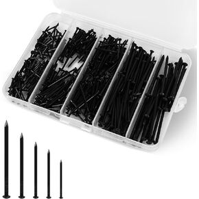 5 Sizes Hardware Nails Assortment Kit, Flat Nails for Picture Wall Hanging, Wood Nails, Common Nails Hanging Nails, Gold, 400 PCS