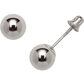 Jewelryweb Solid 14k White Gold 3-8mm Ball Screw back Stud Earrings Screw Back Earrings for Teen Girls Women Cartilage - Real 14k Gold - Hypoallergenic - Non Tarnish Everyday Earrings