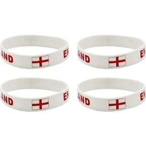 LLBFHH 4 Pcs England Country Flag Rubber Bracelets, National Flag Silicone Bracelet, Rubber Wristbands Patriotic Decorations Gift