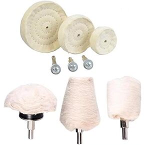 Buffing Polishing Wheel For Drill - White Polishing Wheel Cone/Column/Mushroom/T Shape 2/3/4 inch Wheel Grinding Head With 1/4'' Handle For Manifold/Aluminum/Stainless Steel/Chrome,6Pcs
