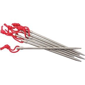 Vargo Titanium Nail Peg with Reflective Cord (6 Pack) | Camping Tent Stakes 0.6 Ounces (14 Grams) 6" L x 0.2" D (152 x 5mm) Ultralight Durable Tent pegs Model T-113