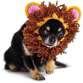 Zoo Snoods Lion Costume - Knit Mane Dog Snood Ear Wrap for Pets, Warm Neck Cover for Halloween and Winter (Medium)