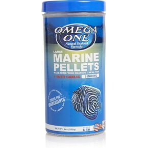 Omega One Garlic Marine Pellets, Sinking, 4mm Large Pellets, 9 oz (Packaging May Vary)