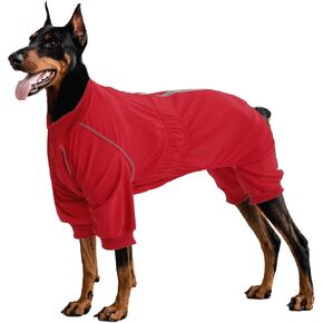 معطف للكلاب بسحاب من Geyecete مع راحة للساقين، سترة سميكة مضادة للماء للحيوانات الأليفة للكلاب والجرو بأربعة أرجل - أحمر - S in Kuwait