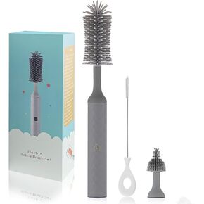 مجموعة فرشاة الزجاجة الكهربائية soarup90000 مع فرشاة زجاجة السيليكون، فرشاة الحلمة، منظف المصاصة، قابلة للشحن عبر USB، مقاومة للماء IPX65، هدية للأمهات الجدد، رمادي in Kuwait