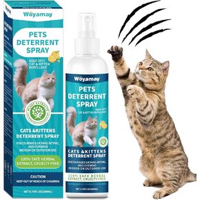 Woyamay Cat Deterrent Spray, Dog and Cat Repellent Indoor & Outdoor, Cat Spray Deterrent for Scratching, Dog Deterrent Spray to Keep Pet Off Limits Areas, Protect Furniture, Sofa, Rug, Curtain, 200 ml