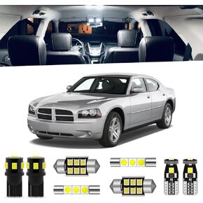 ENDPAGE 10-Pieces Charger Interior LED Light Kit Package for Dodge Charger 2006 2007 2008 2009 2010 White 6000K LED Interior Lighting Package + License Plate Lights, Install Tool