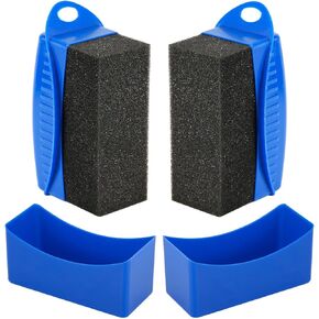 NQEUEPN 2pcs Tire Shine Sponge Pad, Reusable Tire Shine Applicator with Ergonomic Rectangular Box Auto Detailing Wheel Cleaner Car Tire Brush for Car Cleaning Supplies (Blue)