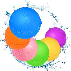 Water Balloons Splash Ball, Summer Water Toys, No Mess Water Balloon Fight for Kids, for Birthday Party, Summer Party, Multiple Colors, with Storage Bag (4 PCS)