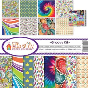 Ella & Viv by Reminisce EAV-1099 Groovy Scrapbook Collection Kit, 12x12 inches