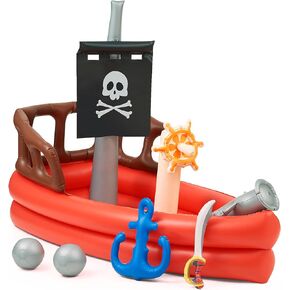 Teamson Kids Outdoor Inflatable Castle Kiddie Wading Pool and Sprinklers Water Playset with 4 Beach Balls, 1 Air Pump, for Kids Ages 3+, Pink