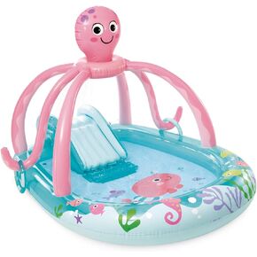 INTEX Friendly Octopus Inflatable Kiddie Pool: Inflatable Kids Pool with Water Sprayer and Slide – Splash Pad – 92" x 72" x 59" – Ages 3+