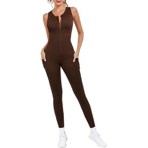 بذلة Popilush The Shapewear للتمارين الرياضية مع جيوب - بدلة بسحاب للنساء