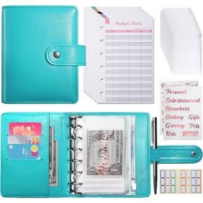 Zreal A7 Budget Binder with 12 Cash Envelopes, Money Organizer for Cash, Black Mini Binder Wallet for Cash Stuffing Binder, Money Saving Book, Cash Envelopes for Budgeting