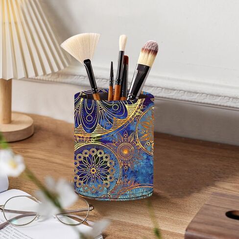 BIBELUN Pen Holder for Desk Cute, Desk Organizers and Workspace Accessories Storage, Pencil Holder Cup for Makeup Brush/Art Supplies/Stationery, Decorative Aesthetic Office Organization, PU Leather in Saudi Arabia