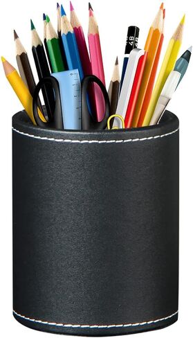 BIBELUN Pen Holder for Desk Cute, Desk Organizers and Workspace Accessories Storage, Pencil Holder Cup for Makeup Brush/Art Supplies/Stationery, Decorative Aesthetic Office Organization, PU Leather in Saudi Arabia