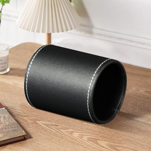 BIBELUN Pen Holder for Desk Cute, Desk Organizers and Workspace Accessories Storage, Pencil Holder Cup for Makeup Brush/Art Supplies/Stationery, Decorative Aesthetic Office Organization, PU Leather in Saudi Arabia