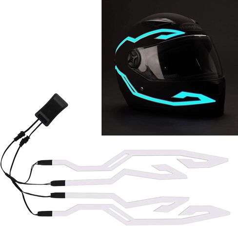 4PCS Upgrade Rechargeable Motorcycle Helmet Light, Night Riding Signal Helmet EL Light Sticker, 3 Mode Led Helmet Light Strip Accessories for Motorcycle, Bike Helmet (Rechargeable Powered, Ice Blue) in Saudi Arabia