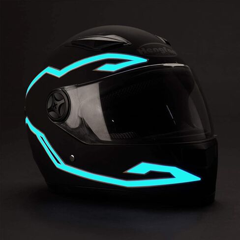 4PCS Upgrade Rechargeable Motorcycle Helmet Light, Night Riding Signal Helmet EL Light Sticker, 3 Mode Led Helmet Light Strip Accessories for Motorcycle, Bike Helmet (Rechargeable Powered, Ice Blue) in Saudi Arabia
